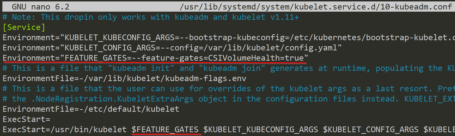kubelet.service drop-in file