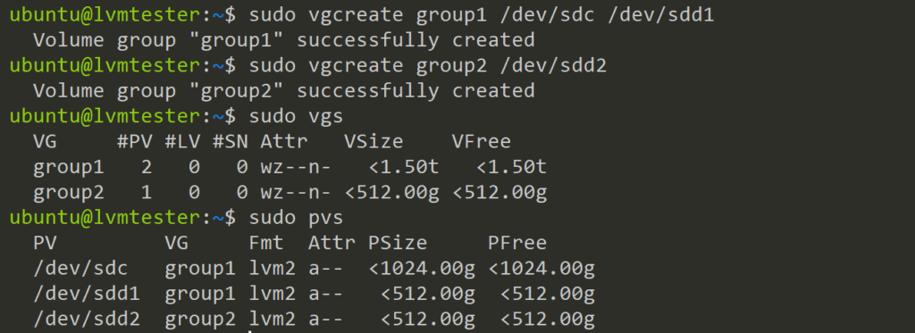 Create Volume Groups