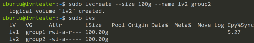 Create Logical Volume