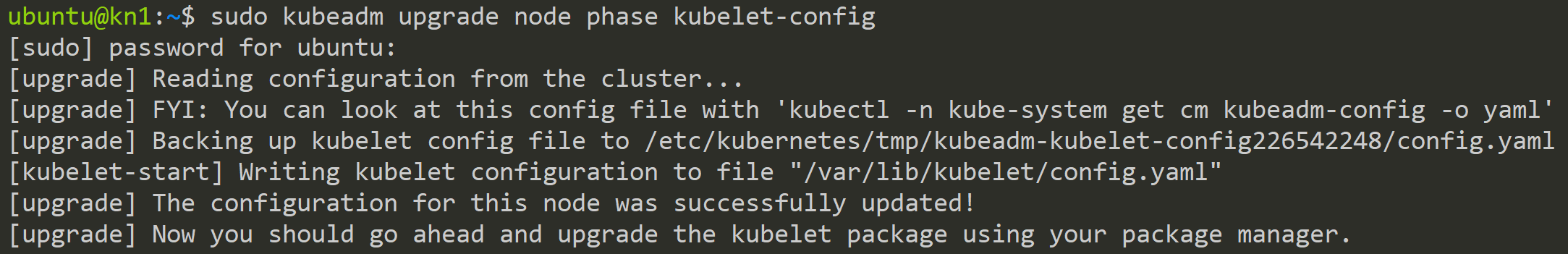 Load the new kubelet config on a node