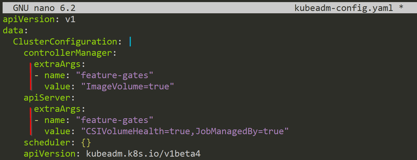 Add the Feature Gate to the kubeadm-config